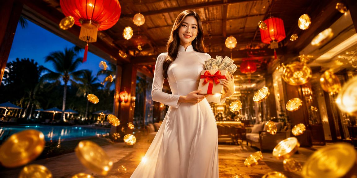 Người phụ nữ mặc áo dài tại Hội An trải nghiệm cá cược và jackpot trên điện thoại di động