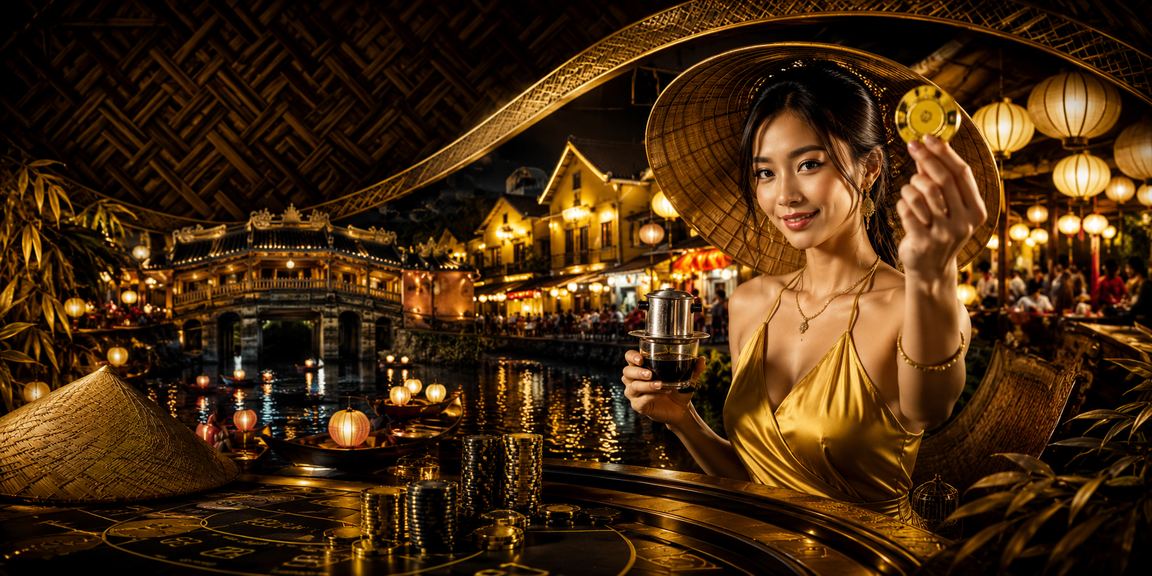 Người chơi tại Hội An sử dụng điện thoại Android cá cược casino bên cạnh nón lá truyền thống